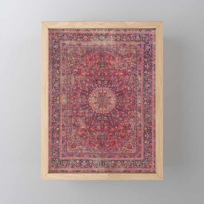 Antique Kashmar Persian Rose Red Mini Art Print Gallery Image 1