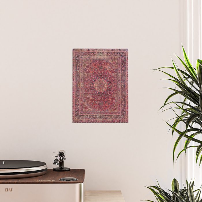 Antique Kashmar Persian Rose Red Poster Gallery Image 2