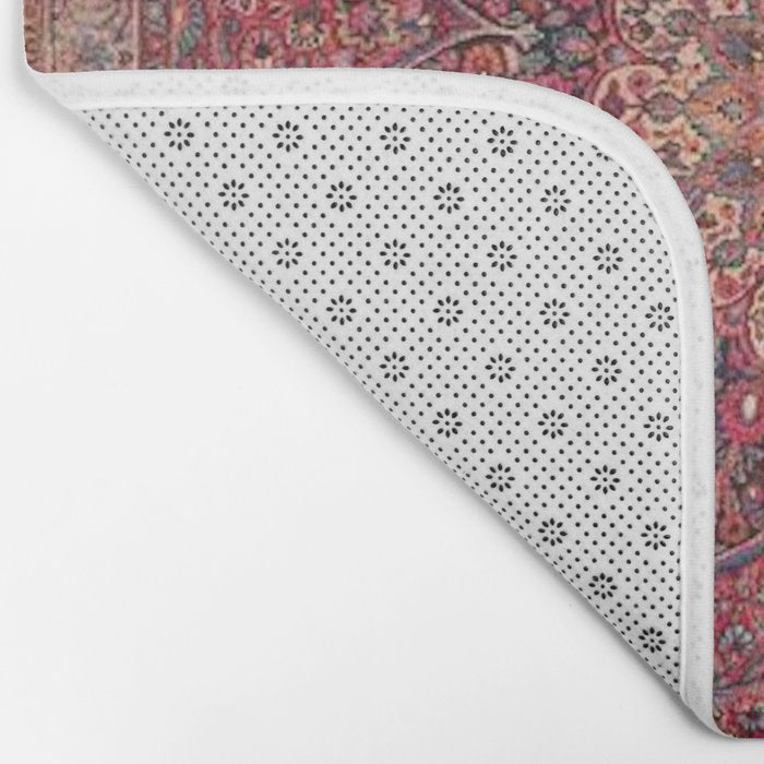Antique Kashmar Persian Rose Red Bath Mat Gallery Image 2