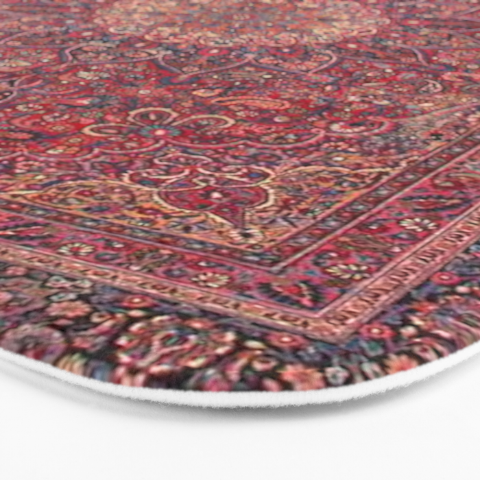 Antique Kashmar Persian Rose Red Bath Mat Gallery Image 3