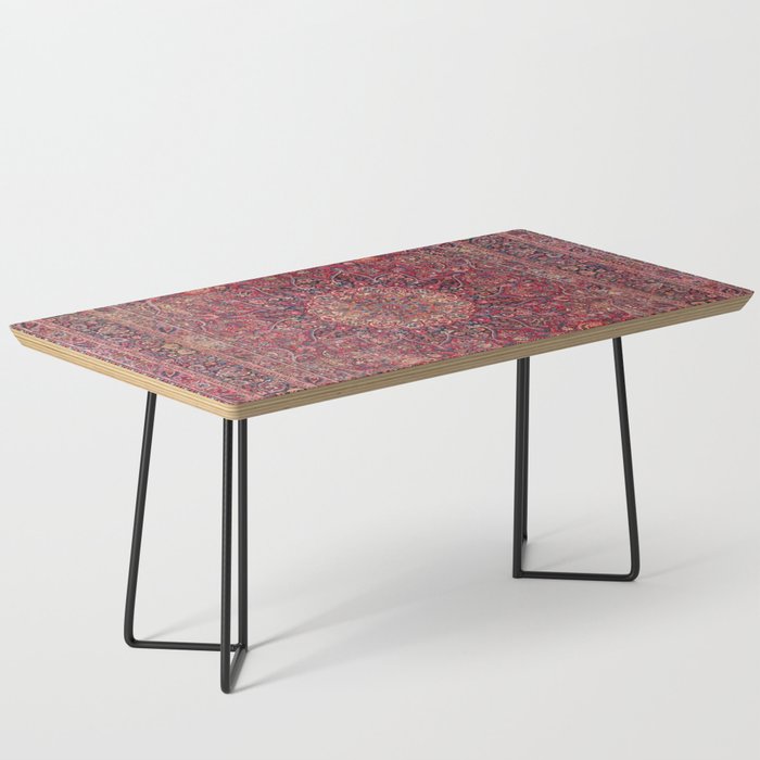 Antique Kashmar Persian Rose Red Coffee Table Gallery Image 1
