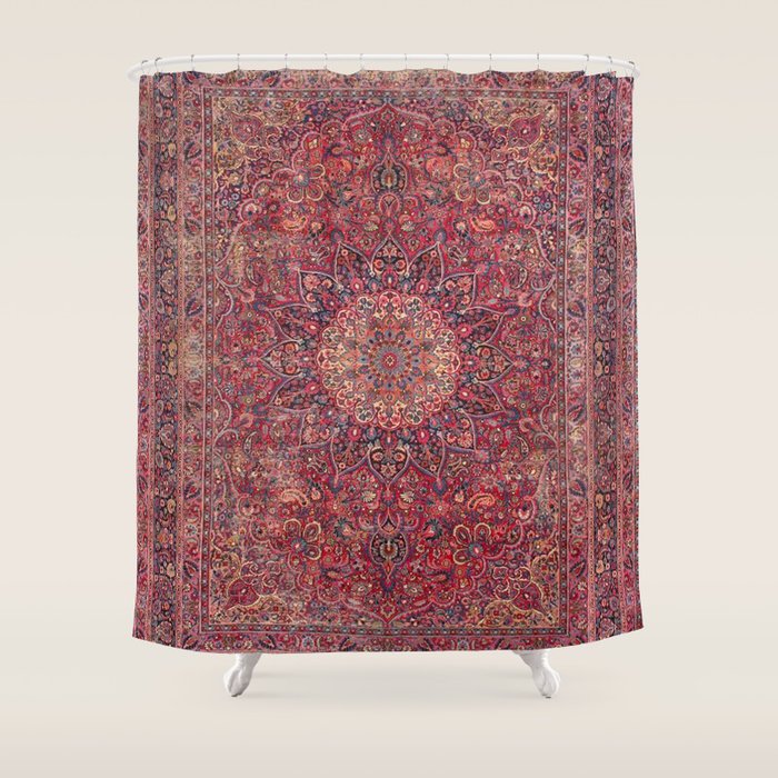 Antique Kashmar Persian Rose Red Shower Curtain Gallery Image 1