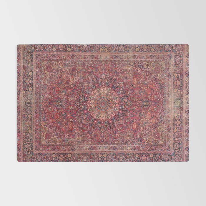 Antique Kashmar Persian Rose Red Rug Gallery Image 2