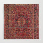 Antique Kashmar Persian Rose Red Wood Wall Art Gallery Image 1