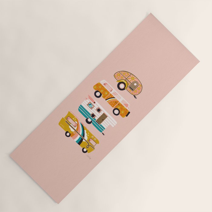 Retro Road Trip - Pink Palette Yoga Mat Gallery Image 1