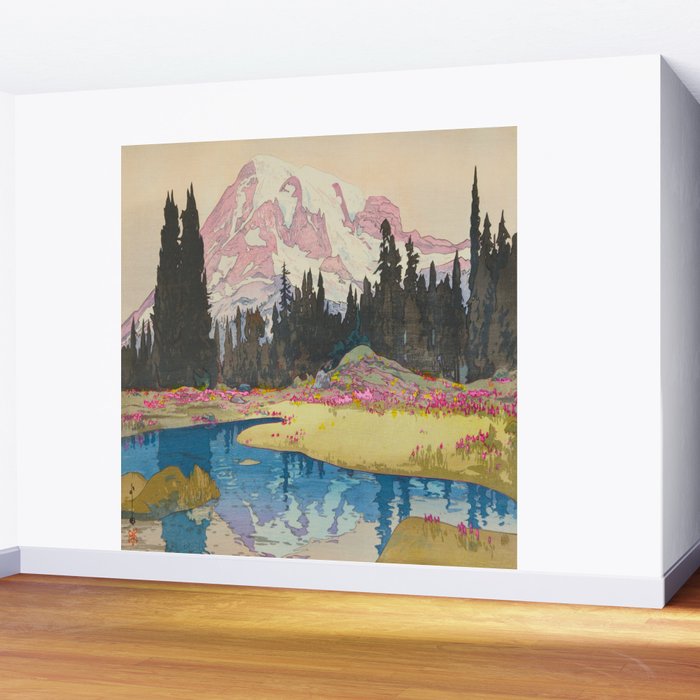 Mount Rainier Vintage Beautiful Japanese Woodblock Print Hiroshi Yoshida Wall Mural Gallery Image 2