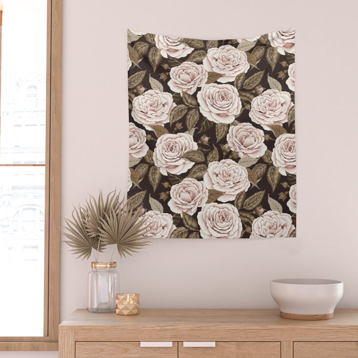 A Realm Of Roses - Dark Academia Pink Wall Tapestry Gallery Image 2