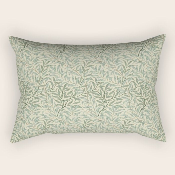 William Morris Willow Bough Cream Pale Green Rectangular Pillow Gallery Image 1