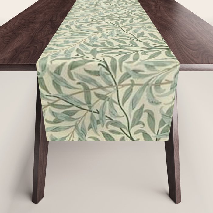 William Morris Willow Bough Cream Pale Green Table Runner Gallery Image 1