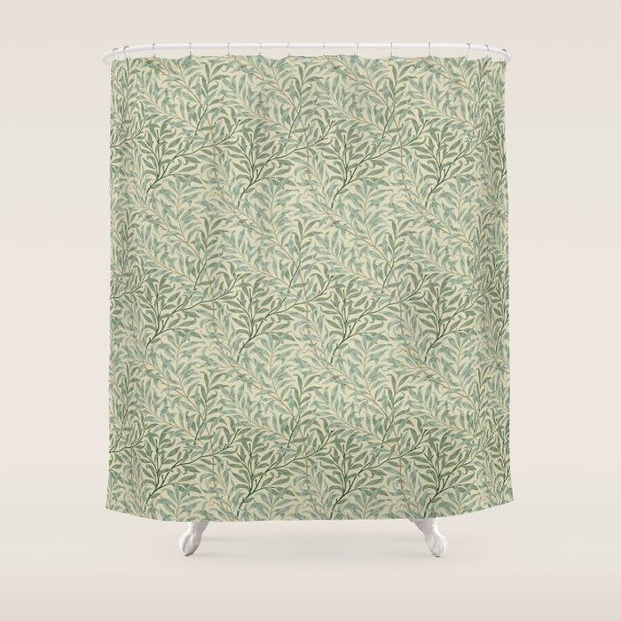 William Morris Willow Bough Cream Pale Green Shower Curtain Gallery Image 1