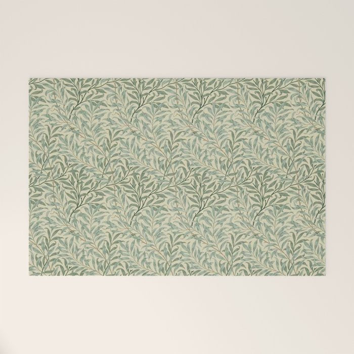 William Morris Willow Bough Cream Pale Green Welcome Mat Gallery Image 1
