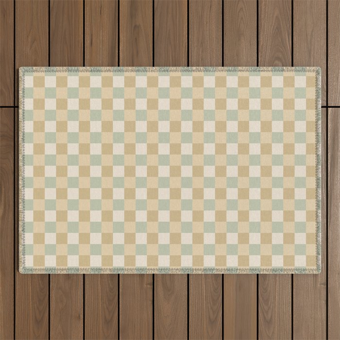 Checkered Multicolor Pattern I Natural Pastel Outdoor Rug Gallery Image 1