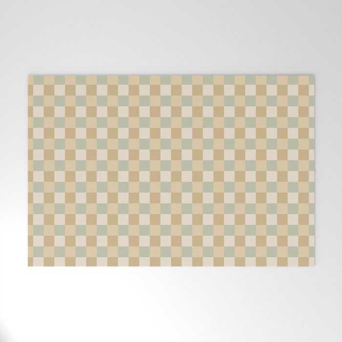 Checkered Multicolor Pattern I Natural Pastel Welcome Mat Gallery Image 1