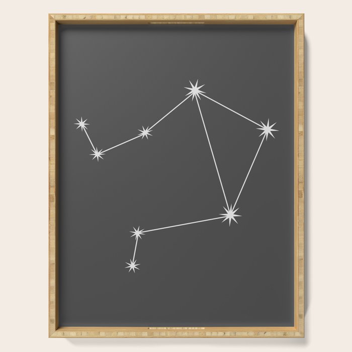 Libra Zodiac Star Constellation Line Art Grey Serving Tray Gallery Image 1