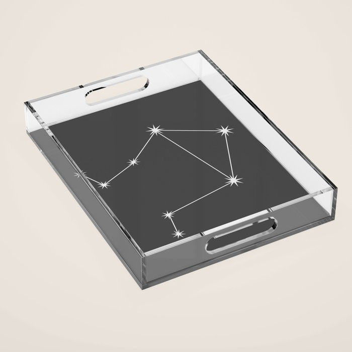 Libra Zodiac Star Constellation Line Art Grey Acrylic Tray Gallery Image 1