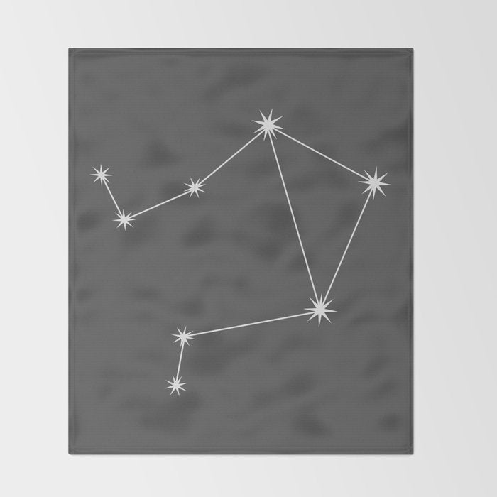 Libra Zodiac Star Constellation Line Art Grey Throw Blanket Gallery Image 2