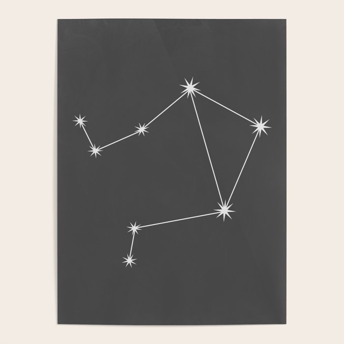 Libra Zodiac Star Constellation Line Art Grey Poster Gallery Image 4