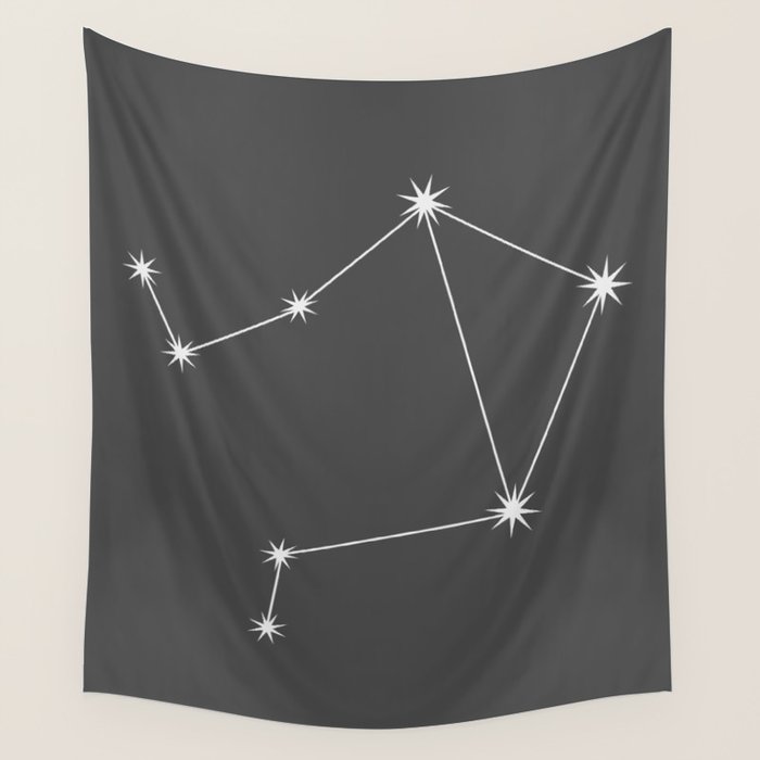 Libra Zodiac Star Constellation Line Art Grey Wall Tapestry Gallery Image 1