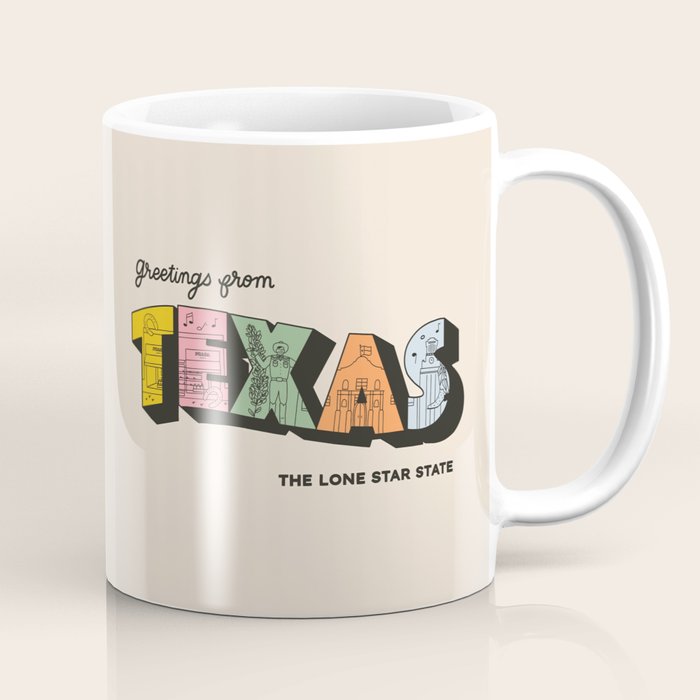 Greetings From Texas - Beige Coffee Mug Gallery Image 1