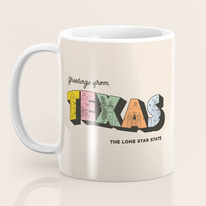 Greetings From Texas - Beige Coffee Mug Gallery Image 3