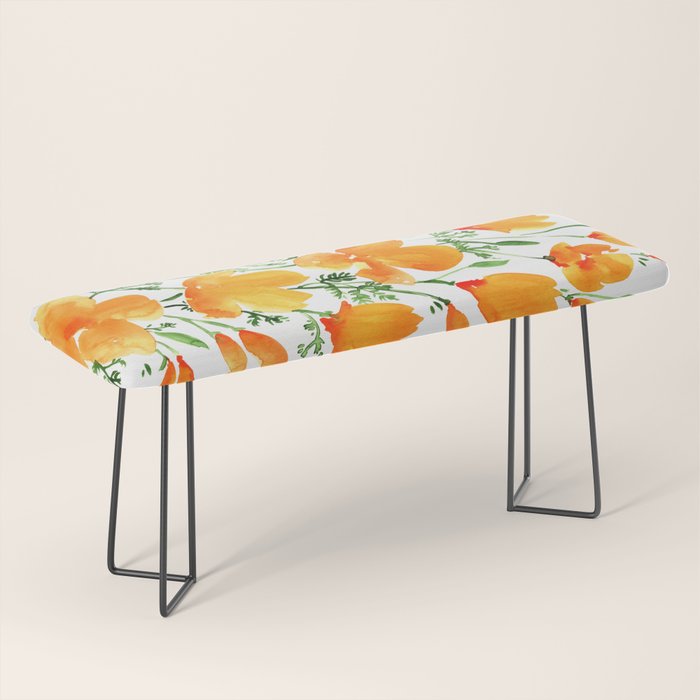 Watercolor California poppies Bench Gallery Image 1