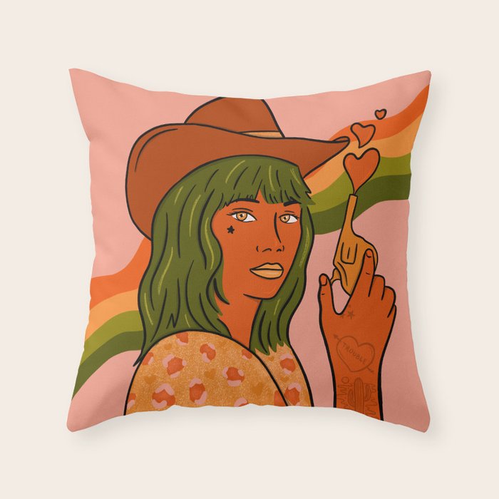 She's Trouble Throw Pillow Gallery Image 6