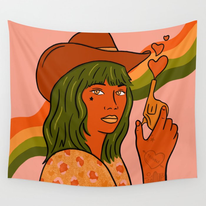 She's Trouble Wall Tapestry Gallery Image 1