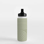 Minimal Line Curvature LXXXII Earthy Sage Green Mid Century Modern Arch Abstract Water Bottle Gallery Image 2