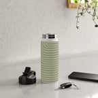 Minimal Line Curvature LXXXII Earthy Sage Green Mid Century Modern Arch Abstract Water Bottle Gallery Image 4