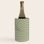 Minimal Line Curvature LXXXII Earthy Sage Green Mid Century Modern Arch Abstract Wine Chiller Gallery Image 2