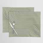 Minimal Line Curvature LXXXII Earthy Sage Green Mid Century Modern Arch Abstract Placemat Gallery Image 1