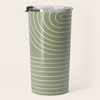 Minimal Line Curvature LXXXII Earthy Sage Green Mid Century Modern Arch Abstract Travel Mug Gallery Image 3