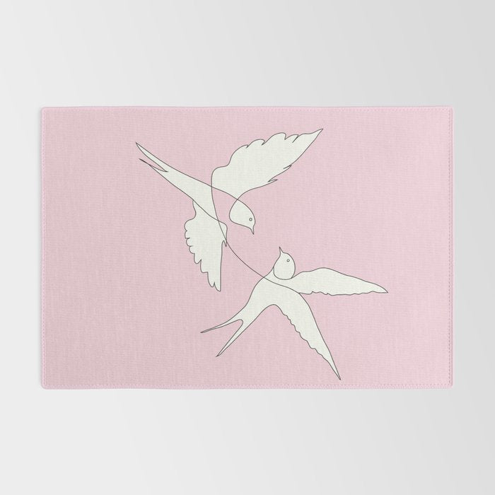 Two Swallows Line Art Rug Gallery Image 2