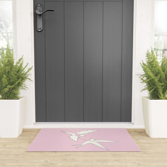 Two Swallows Line Art Welcome Mat Gallery Image 3