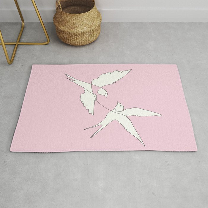 Two Swallows Line Art Rug Gallery Image 1