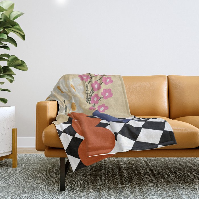 Two blooming pottery   Throw Blanket Gallery Image 1