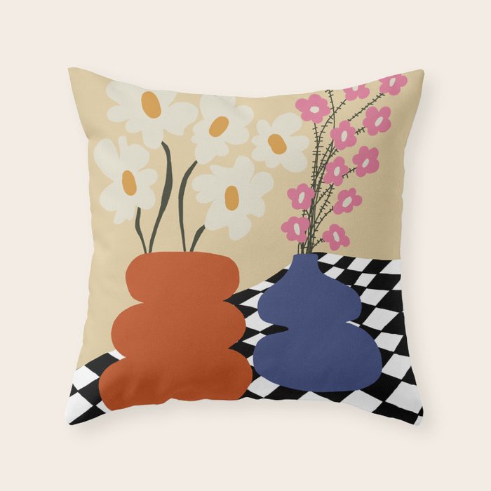 Two blooming pottery   Throw Pillow Gallery Image 6