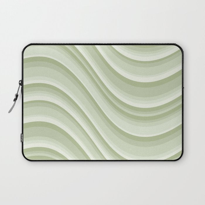 Wavy Stripes XXI - Pastel Natural Green Laptop Sleeve Gallery Image 1