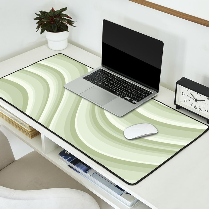 Wavy Stripes XXI - Pastel Natural Green Desk Mat Gallery Image 2