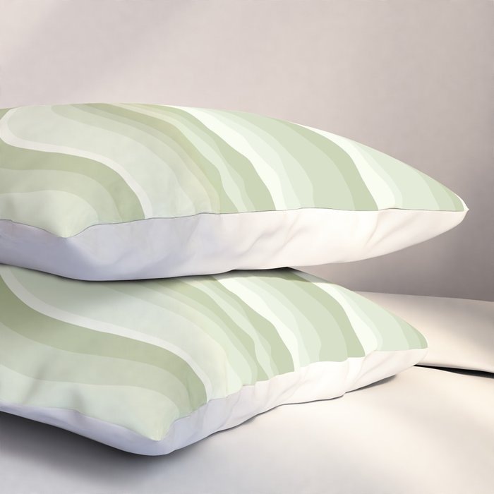 Wavy Stripes XXI - Pastel Natural Green Pillow Sham Gallery Image 3