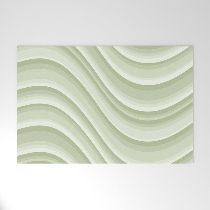 Wavy Stripes XXI - Pastel Natural Green Welcome Mat Gallery Image 1