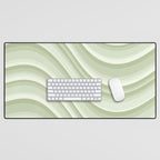 Wavy Stripes XXI - Pastel Natural Green Desk Mat Gallery Image 1