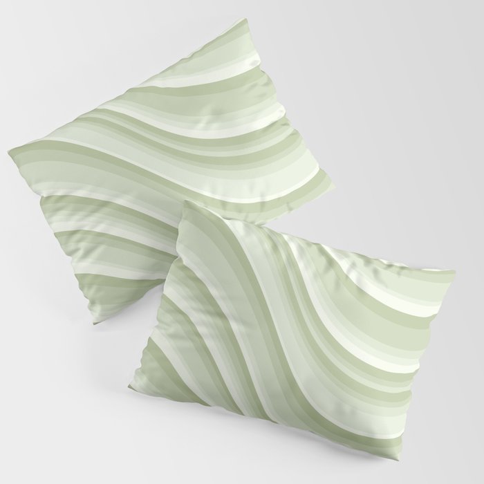 Wavy Stripes XXI - Pastel Natural Green Pillow Sham Gallery Image 3
