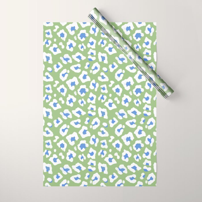Dopamine Decor Leopard Print Blue And Green Wrapping Paper Gallery Image 1