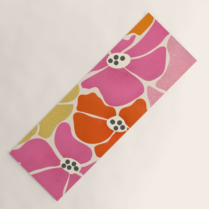 Blooming Retro Florals Yoga Mat Gallery Image 1
