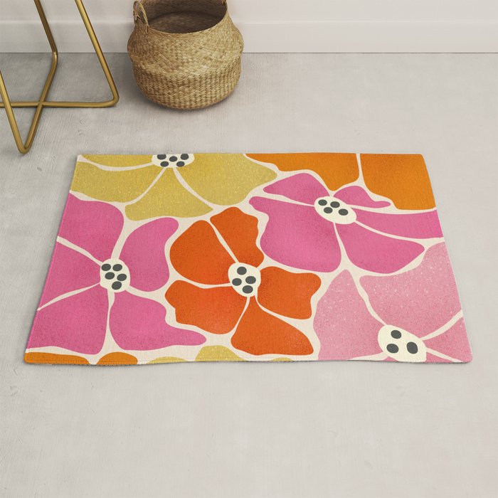 Blooming Retro Florals Rug Gallery Image 1