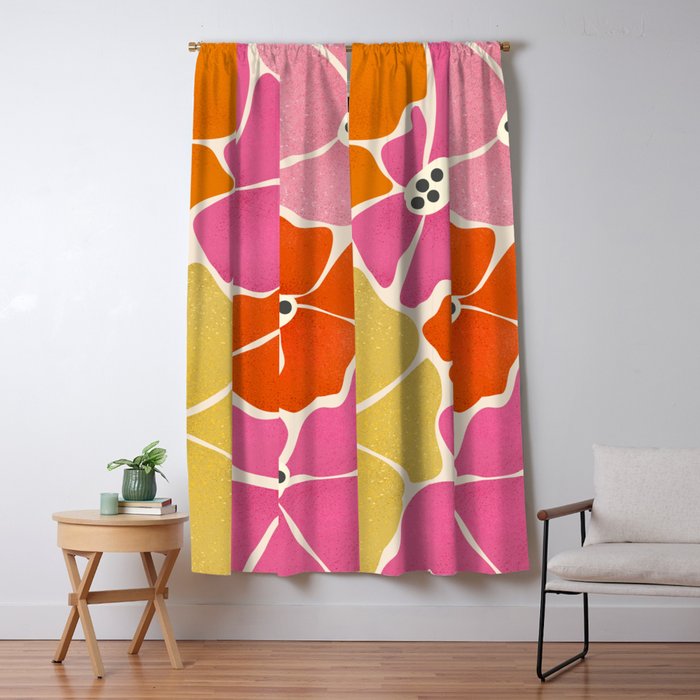 Blooming Retro Florals Window Curtain Gallery Image 1