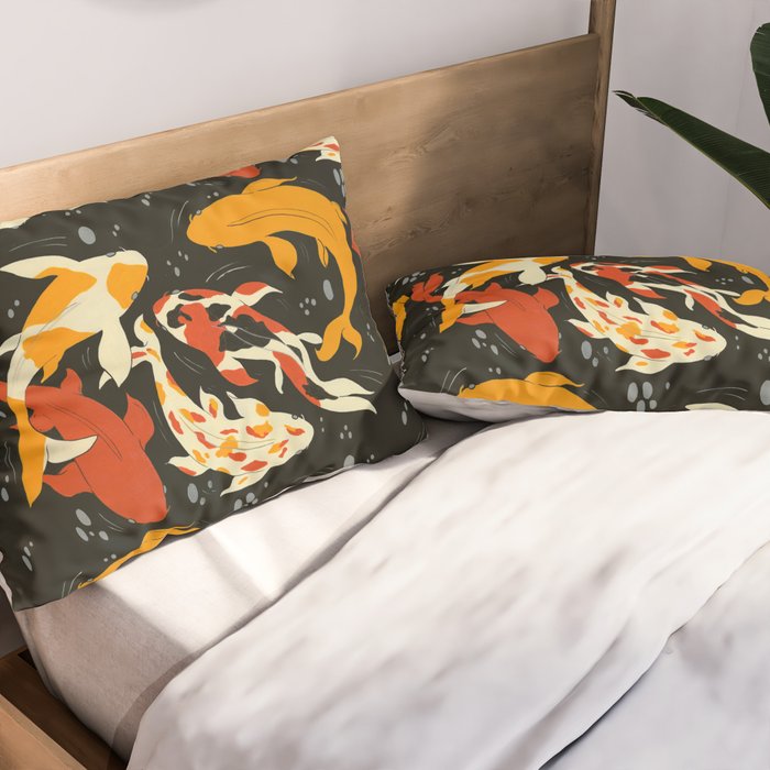 Koi in Black Water Pillow Sham Gallery Image 2