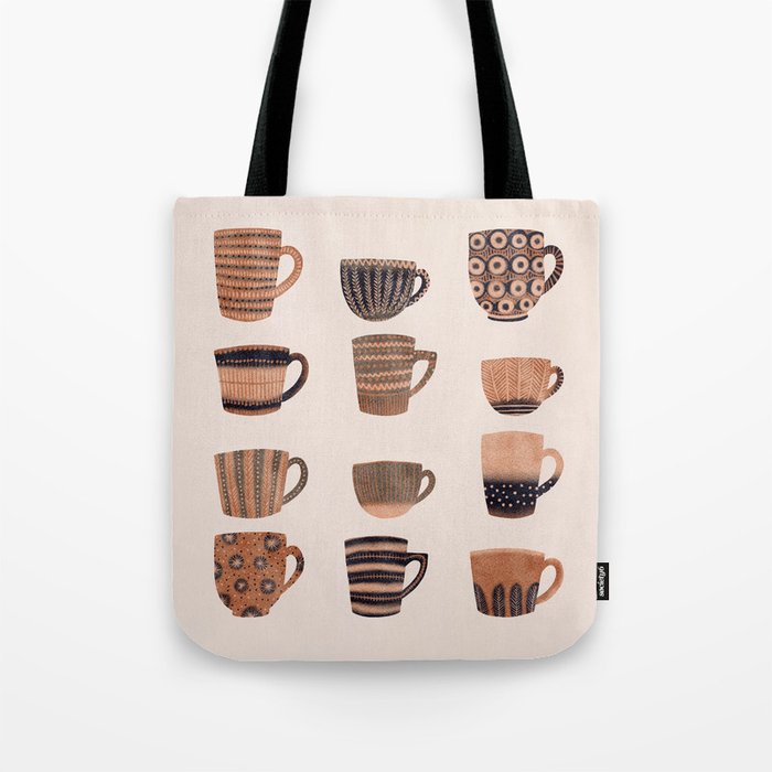 Watercolor Tea Cups Tote Bag Gallery Image 1