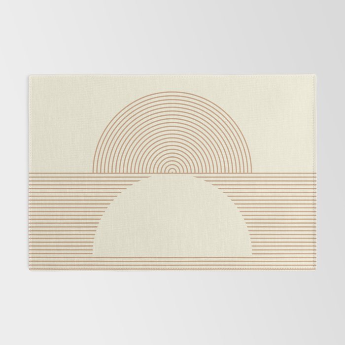 Geometric lines in Shades of Coffee and Latte 4 (Sunrise and Sunset) Rug Gallery Image 2